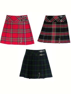 Tartanista  Black Watch 20 inch Kilt Plaid Goth School Girl Pleated Buckle